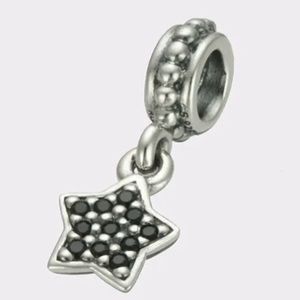 Pandora Pave Black CZ Star Dangle Charm
